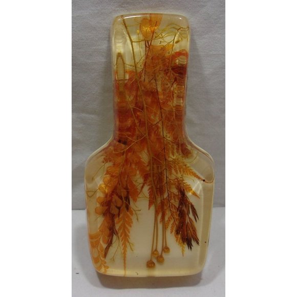 1970's MCM Lucite Trivet/Hot Plate and Spoon Rest w/ Wheat? Decor 8 3/4" & 6 1/2 - Picture 5 of 10